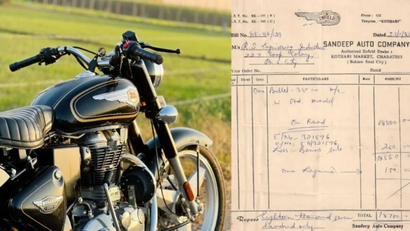 Bill from 1986 for a Royal Enfield Bullet 350